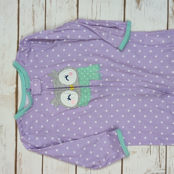 Carter's Lavender Polka Dot Owl Pajamas 2T - Picture 2 of 6